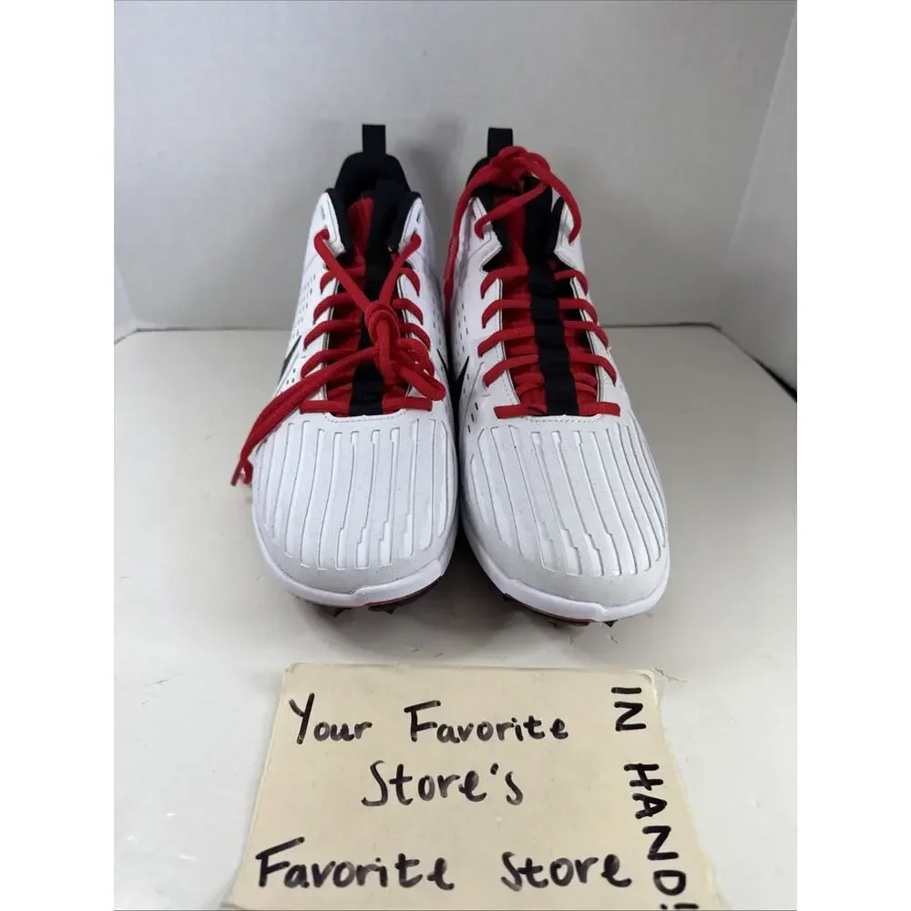 Nike Alpha Menace Strong Football Cleats White Red Black II5139-102 Men's Size 9
